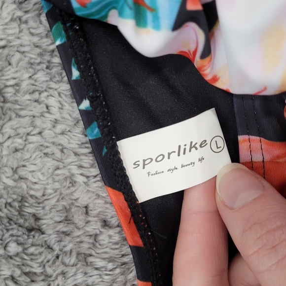 SPORLIKE NWT Ruffle High Waisted Swimsuit Two Pieces Push Up Bikini Size Large - Picture 3 of 6